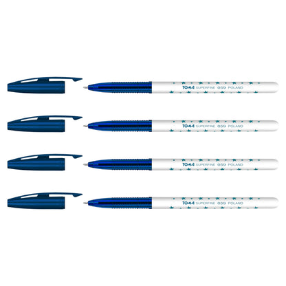 Ballpoint Pens, Smudge Free Ballpoint Pens, Extra Fine Point 0.5 mm, Ideal for School, Office, Everyday Use (Blue, 4 Pens)