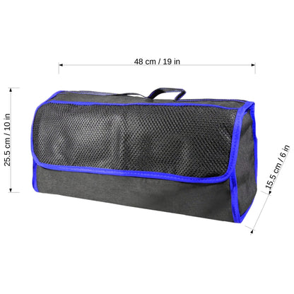 Car Boot Organiser Bag Anti Slip Foldable for Boot Storage Case Tool Bag Boot Tidy Bag, Suitable for All Vehicles, Black & Blue (M)