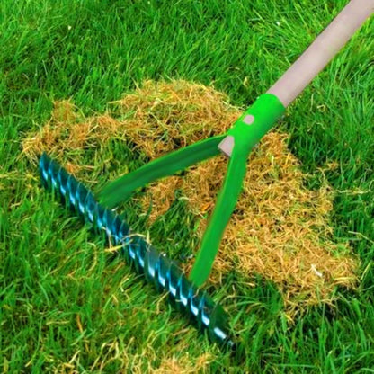 Lawn Aerator Scarifier with Handle, Effective Manual Lawn Grass Soil Maintenance, Hand Dethatching Rake, Moss Removal Garden Tool