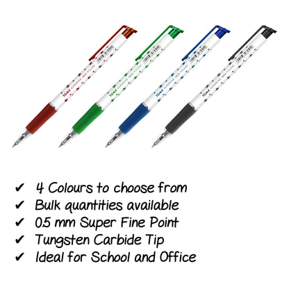 Ballpoint Pens, Retractable Smudge Free Pens, Extra Fine Point 0.5 mm, Ideal for School, Office, Everyday Use (Blue, 2 Pens)