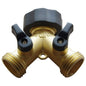 Brass Garden Hose Splitter 2-Way Y Hose Connector Adaptor with Valves