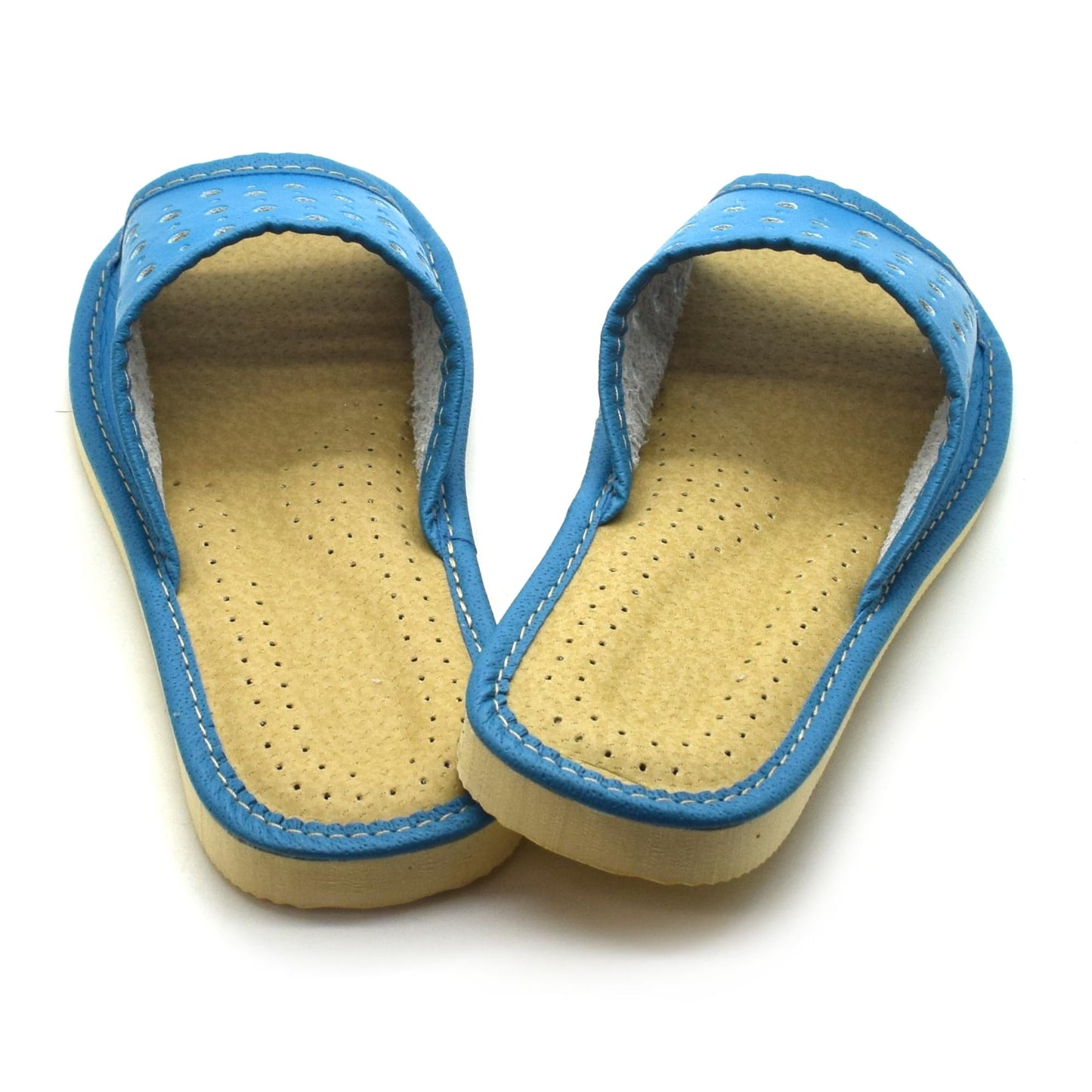 Women's Faux Leather Slippers Shoes, Open Toe Comfortable Slip-On Sandals Mules for Ladies (Blue, Size UK 7)