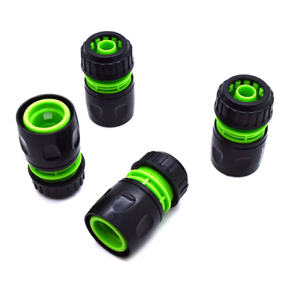 4 pack Hose End Quick Connect Fitting 1/2" Garden Hose Pipe Quick Connector (Green / Black)