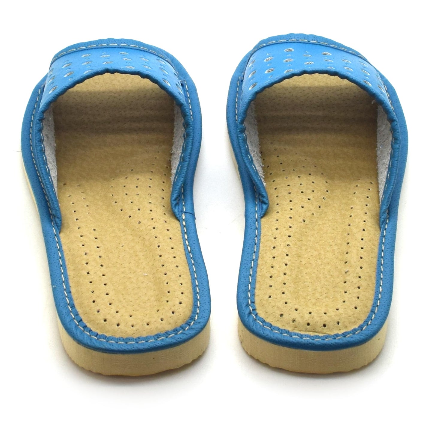 Women's Faux Leather Slippers Shoes, Open Toe Comfortable Slip-On Sandals Mules for Ladies (Blue, Size UK 8)