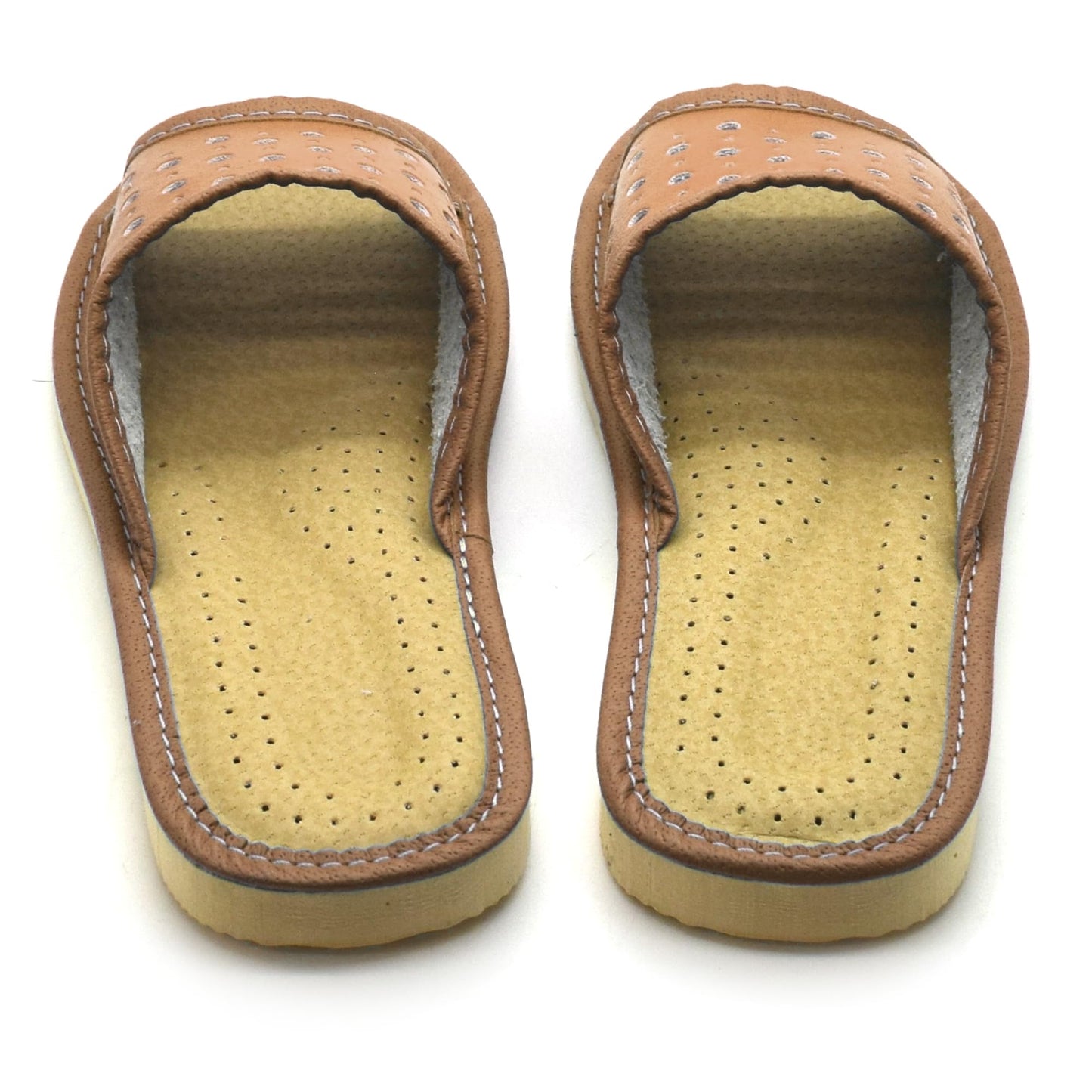 Women's Faux Leather Slippers Shoes, Open Toe Comfortable Slip-On Sandals Mules for Ladies (Brown, Size UK 5)