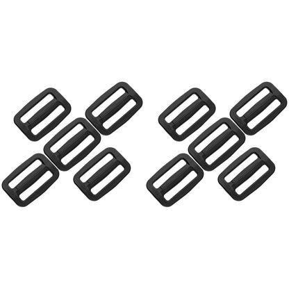 3 Bar Tri Glide Sliders Buckles Fasteners for 25 mm / 1 in Webbing Strap, Backpack, Bag - Black, Plastic (Pack of 10)