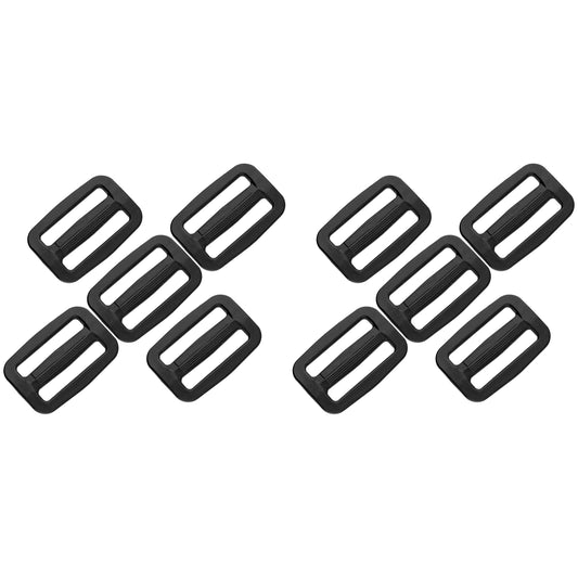 3 Bar Tri Glide Sliders Buckles Fasteners for 20 mm / 0.78 in Webbing Strap, Backpack, Bag - Black, Plastic (Pack of 10)