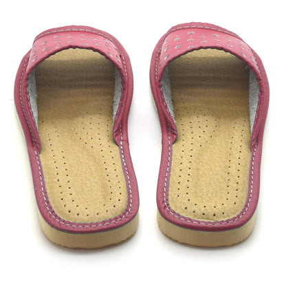 Women's Faux Leather Slippers Shoes, Open Toe Comfortable Slip-On Sandals Mules for Ladies (Pink, Size UK 5)