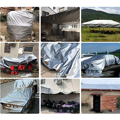 1.5 x 2 m Tarpaulin Cover Heavy-Duty 260GSM Extra Thick, Waterproof, Frost-Resistant + 4 Tarp Clips + 10m / 30ft Bungee Cord