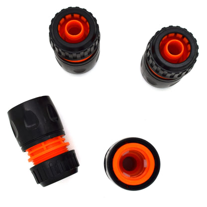 4 pack Hose End Quick Connect Fitting 1/2" Garden Hose Pipe Quick Connector (Orange / Black)