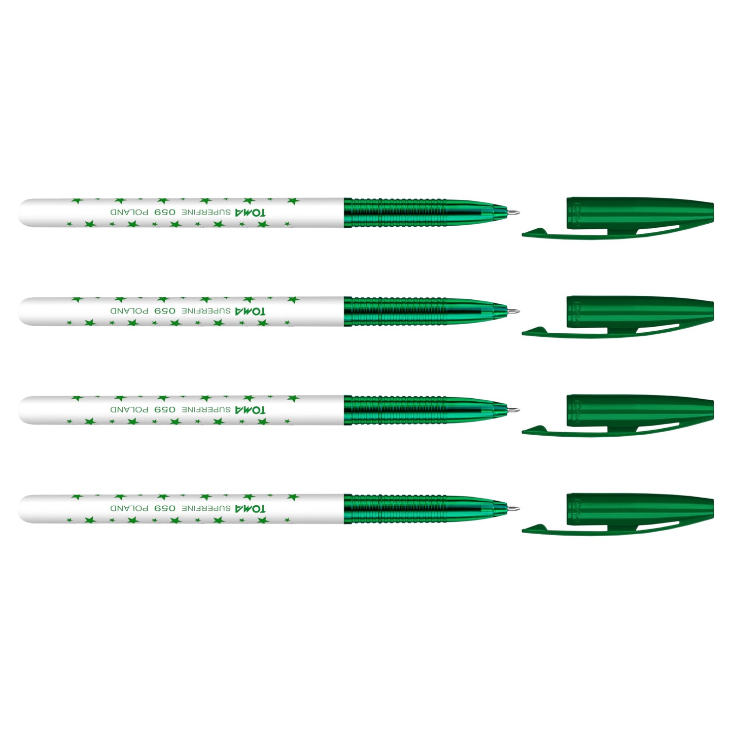 Ballpoint Pens, Smudge Free Ballpoint Pens, Extra Fine Point 0.5 mm, Ideal for School, Office, Everyday Use (Green, 4 Pens)