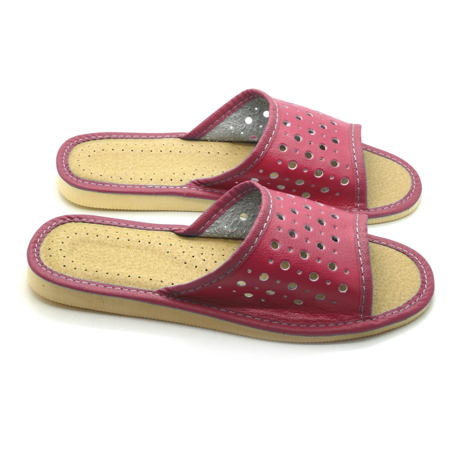 Women's Faux Leather Slippers Shoes, Open Toe Comfortable Slip-On Sandals Mules for Ladies (Pink, Size UK 3)