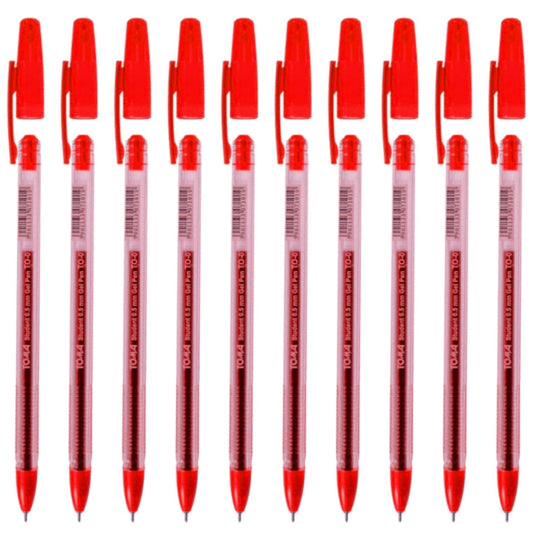 Ballpoint Pens, Gel Ink Ballpoint Pens, Smudge Free, Extra Fine Point 0.5 mm, Ideal for School, Office (Red, 10 Pens)