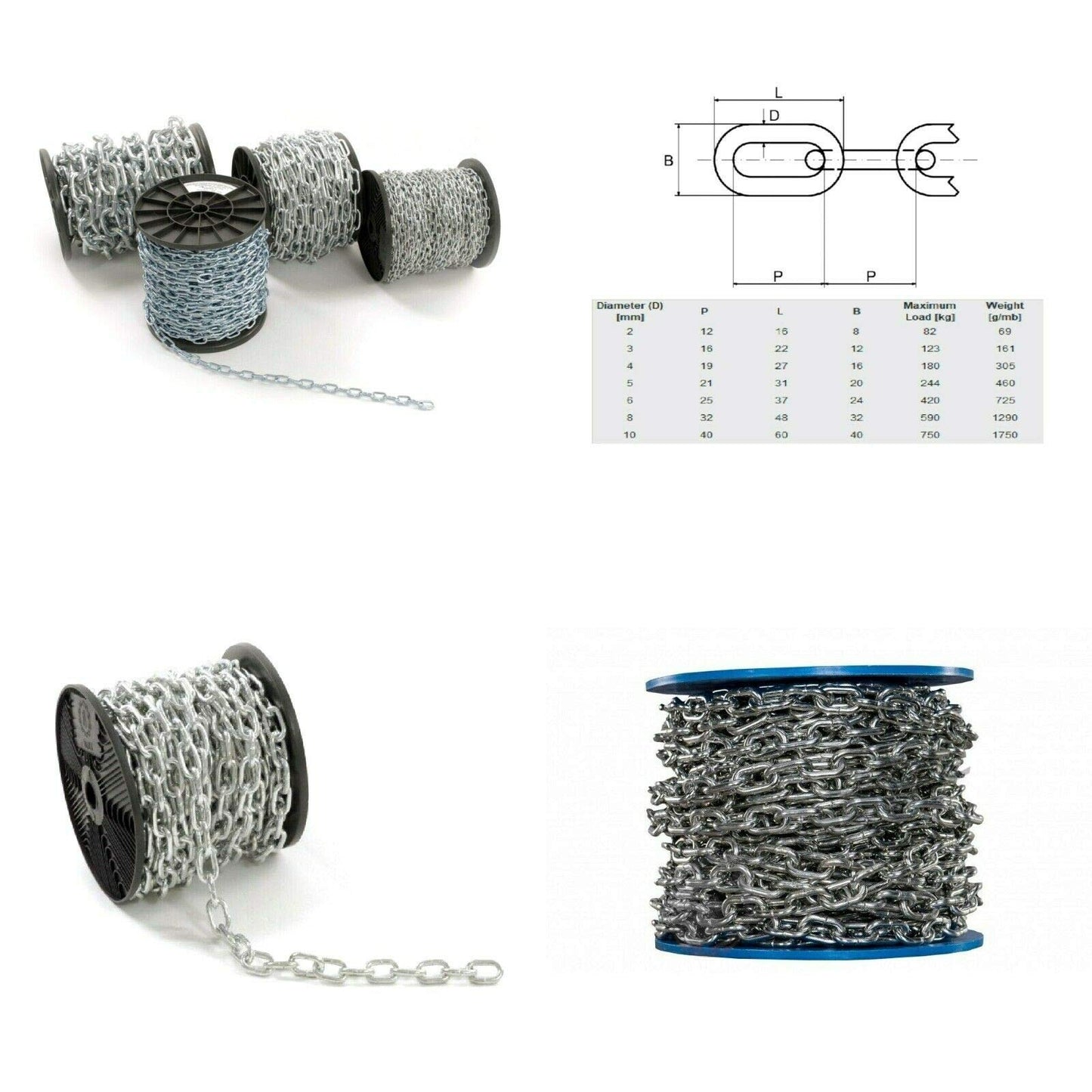 2 metres of 5 mm Strong Hot Dipped Galvanized Heavy Duty Steel Chain