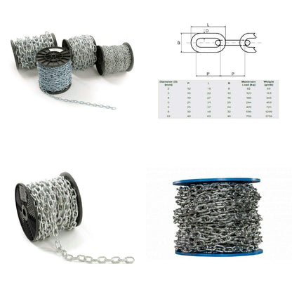 5 metres of 5 mm Strong Hot Dipped Galvanized Heavy Duty Steel Chain