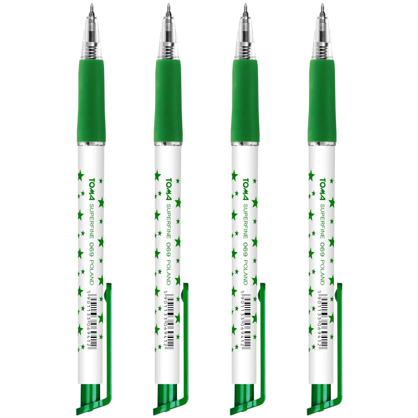 Ballpoint Pens, Retractable Smudge Free Pens, Extra Fine Point 0.5 mm, Ideal for School, Office, Everyday Use (Green, 4 Pens)