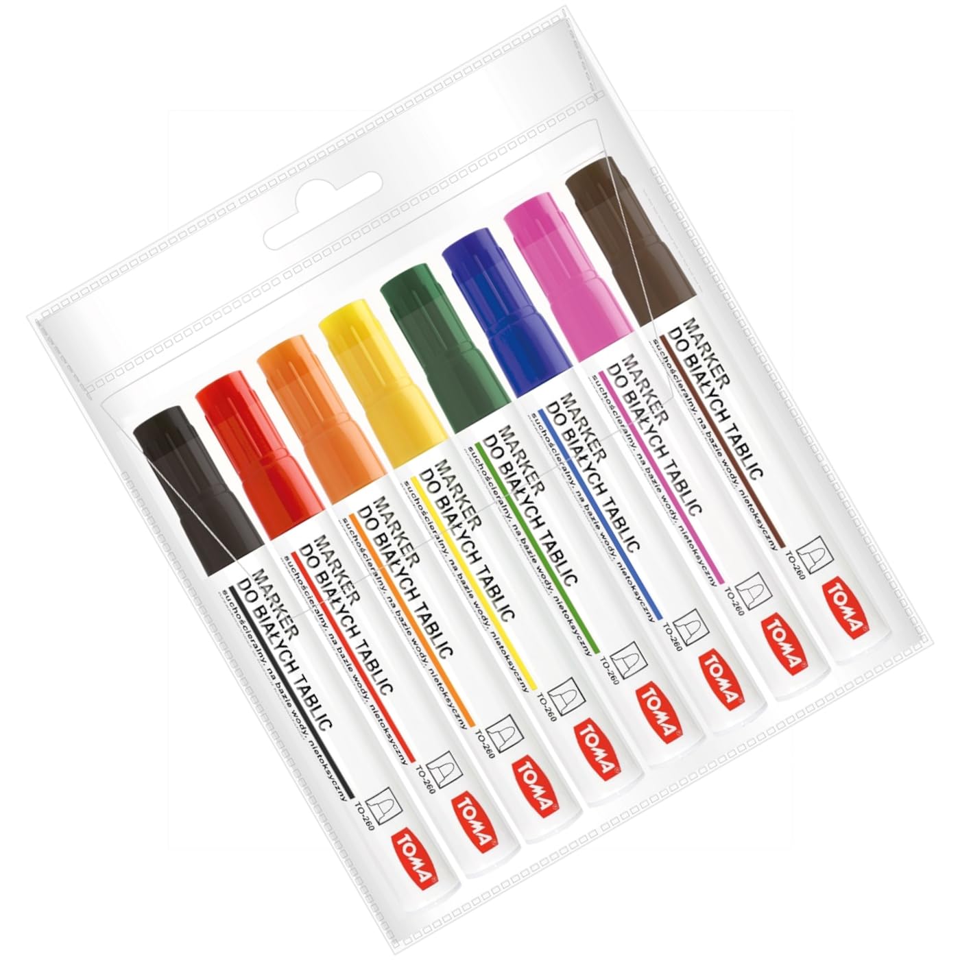 Whiteboard Marker Pens Set of 8 Colours - Dry Wipe Pens Non Toxic Low Odour - Easy Erasable White Board Markers for School Office