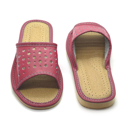Women's Faux Leather Slippers Shoes, Open Toe Comfortable Slip-On Sandals Mules for Ladies (Pink, Size UK 7)