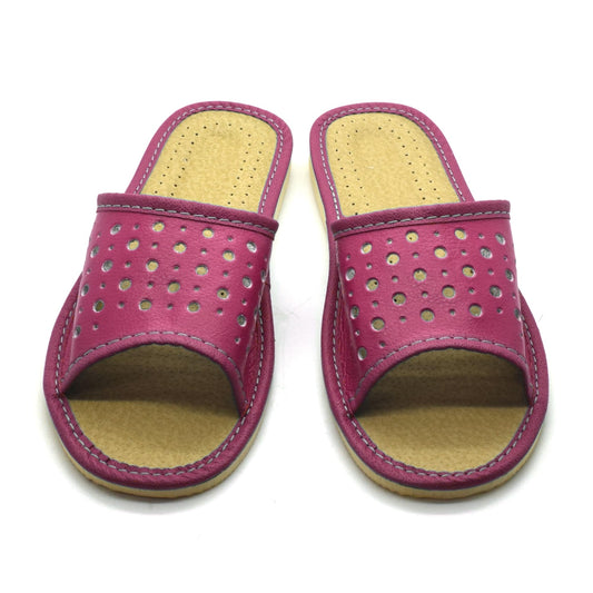 Women's Faux Leather Slippers Shoes, Open Toe Comfortable Slip-On Sandals Mules for Ladies (Purple, Size UK 6)