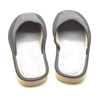 Men's Natural Leather Slippers Shoes, Closed Toe Comfortable Slip-On Sandals Mules for Gents (Graphite Grey, Size: 10.5 UK / 45EU)