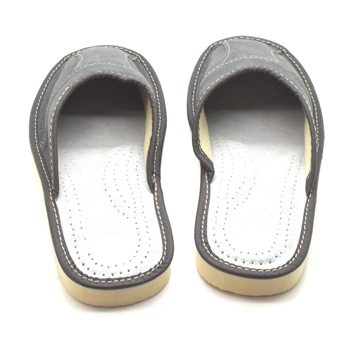 Men's Natural Leather Slippers Shoes, Closed Toe Comfortable Slip-On Sandals Mules for Gents (Graphite Grey, Size: 9.5 UK / 44 EU)