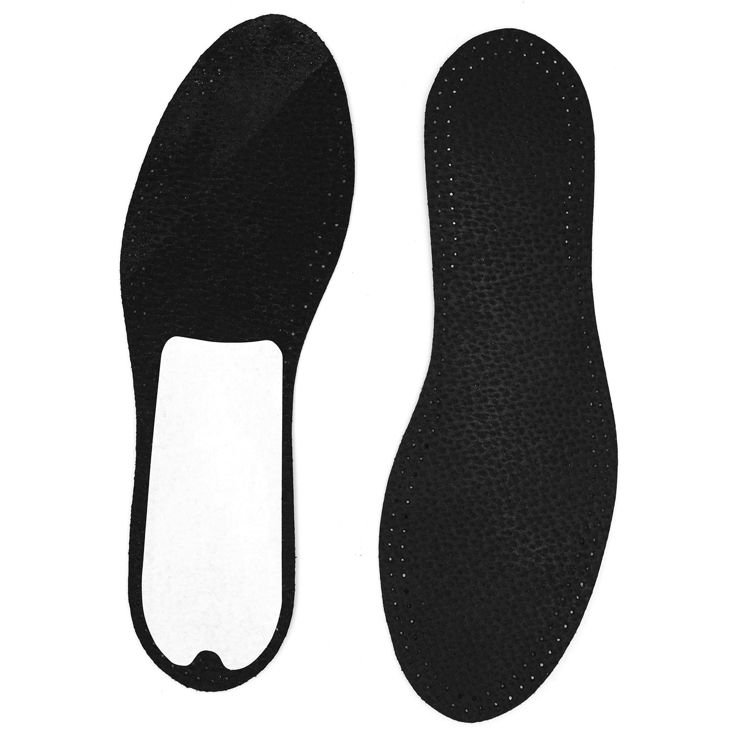 Leather Shoe Insoles Self-Adhesive Comfort Thin Leather Shoe Inserts (Black, Size 3 UK / 36 EU)