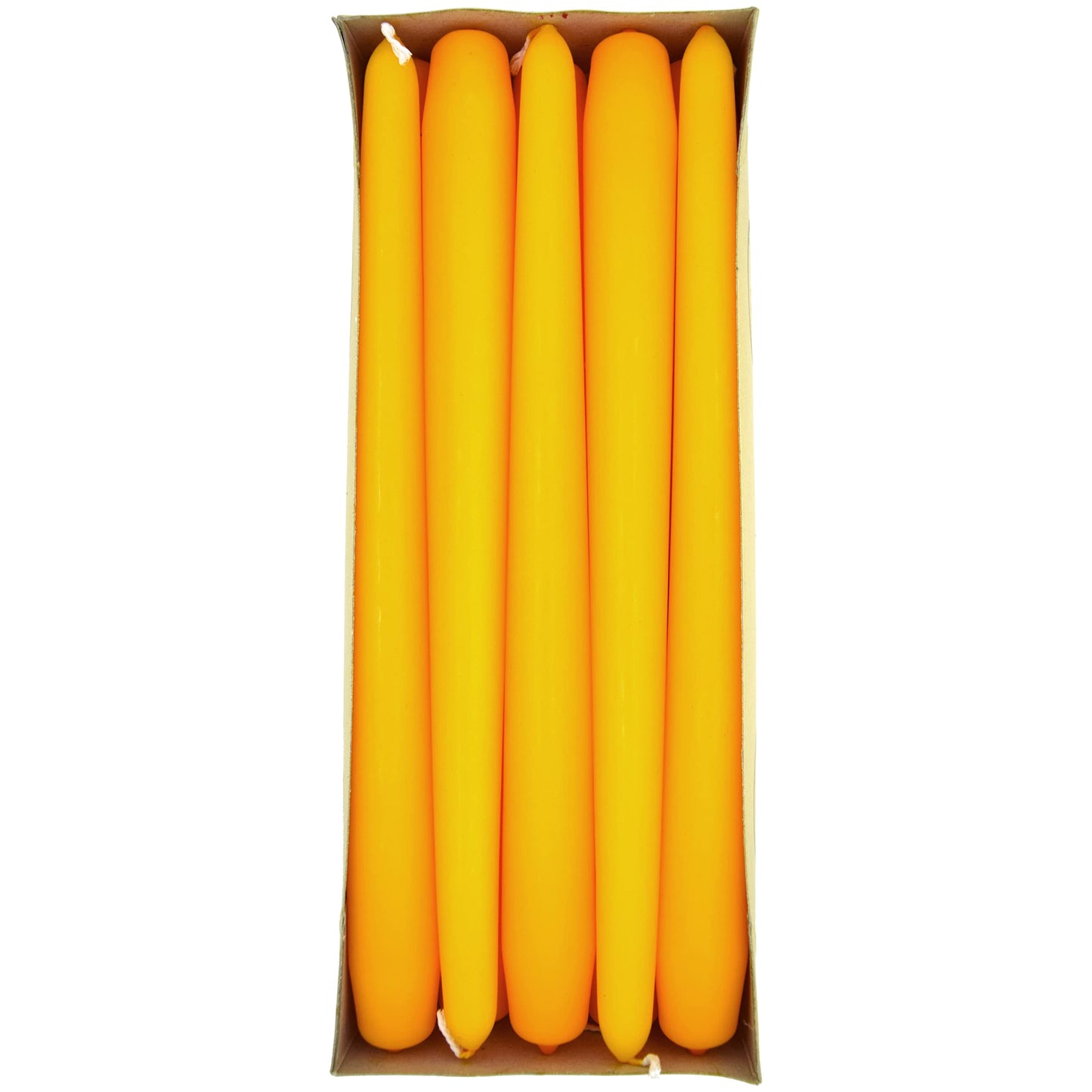 Tapered Dinner Candles, Pack of 10, Unscented, Long Burning Time, 24 cm / 19.45" (Orange, Matt)