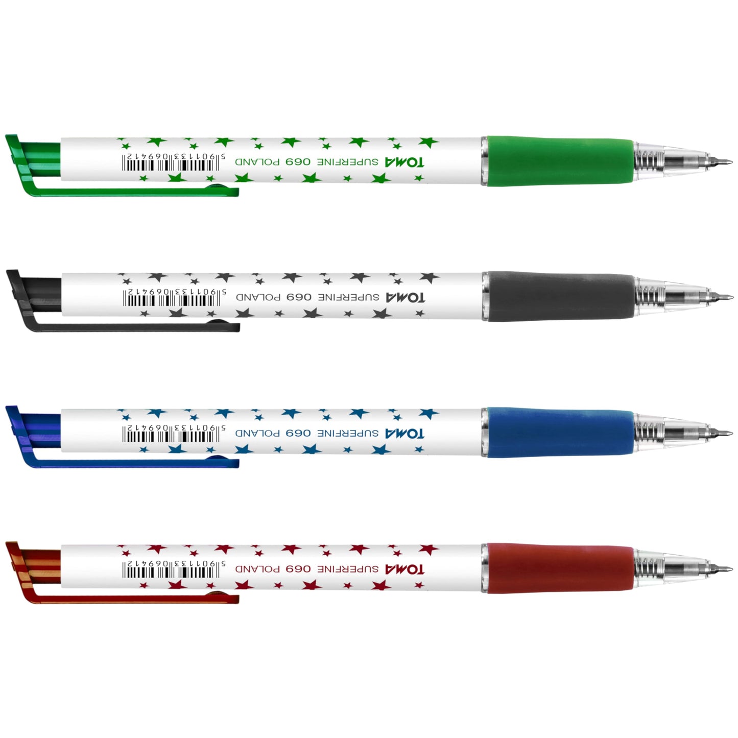 Ballpoint Pens, Retractable Smudge Free Pens, Extra Fine Point 0.5 mm, Ideal for School, Office (Set of 4 Colours, 4 Pens)