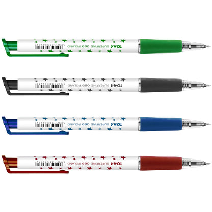 Ballpoint Pens, Retractable Smudge Free Pens, Extra Fine Point 0.5 mm, Ideal for School, Office (Set of 4 Colours, 4 Pens)