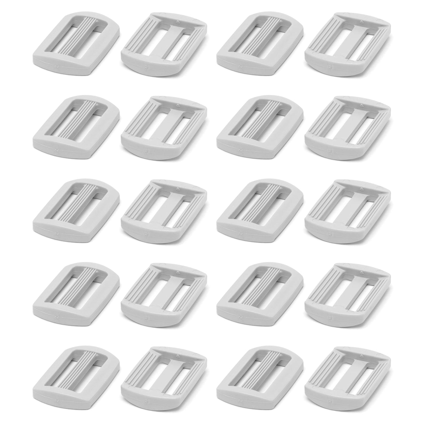 3 Bar Tri Glide Sliders Buckles Fasteners for 25 mm / 1 in Webbing Strap, Backpack, Bag - White, Plastic (Pack of 20)