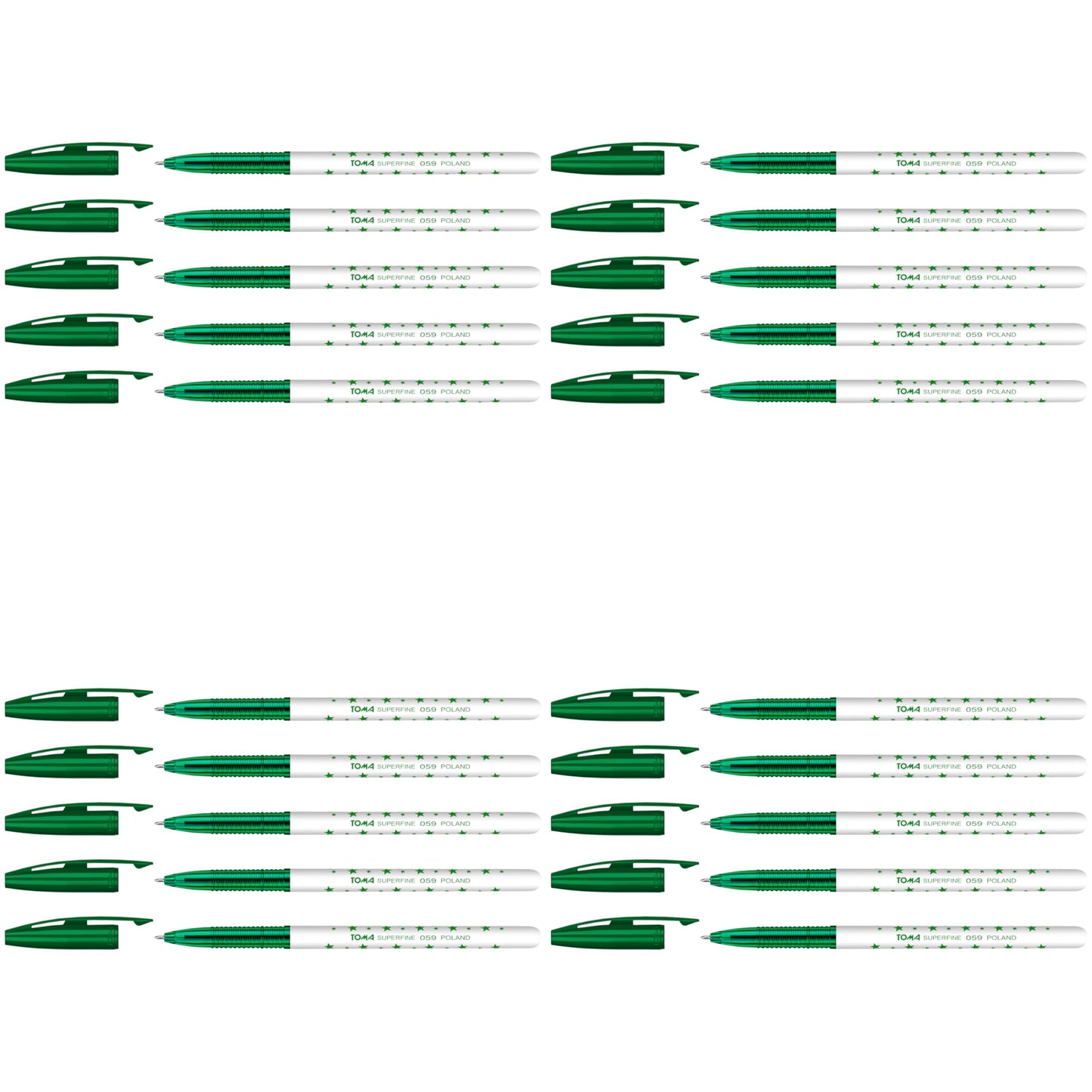 Ballpoint Pens, Smudge Free Ballpoint Pens, Extra Fine Point 0.5 mm, Ideal for School, Office, Everyday Use (Green, 20 Pens)