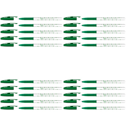 Ballpoint Pens, Smudge Free Ballpoint Pens, Extra Fine Point 0.5 mm, Ideal for School, Office, Everyday Use (Green, 20 Pens)