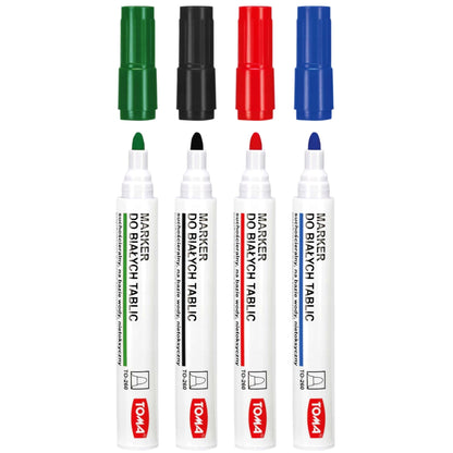 Whiteboard Marker Pens Set of 4 Colours - Dry Wipe Pens Non Toxic Low Odour - Easy Erasable White Board Markers for School Office