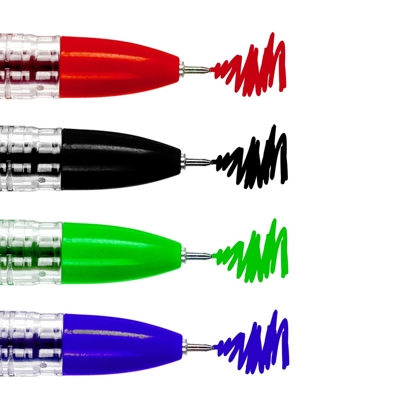Ballpoint Pens, Gel Ink Ballpoint Pens, Smudge Free, Extra Fine Point 0.5 mm, Ideal for School, Office (Set of 4 Colours, 4 Pens)