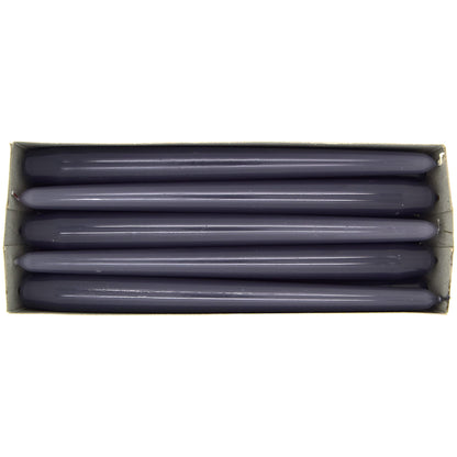 Tapered Dinner Candles, Pack of 10, Unscented, Long Burning Time, 24 cm / 19.45" (Steel Magnolias, Varnished)