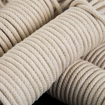 Cotton Rope, Natural Woven Cotton Thread - 10 m / 32 ft of 6 mm Thick Soft for DIY Crafts, Decking Rope, Gardening, Bundling