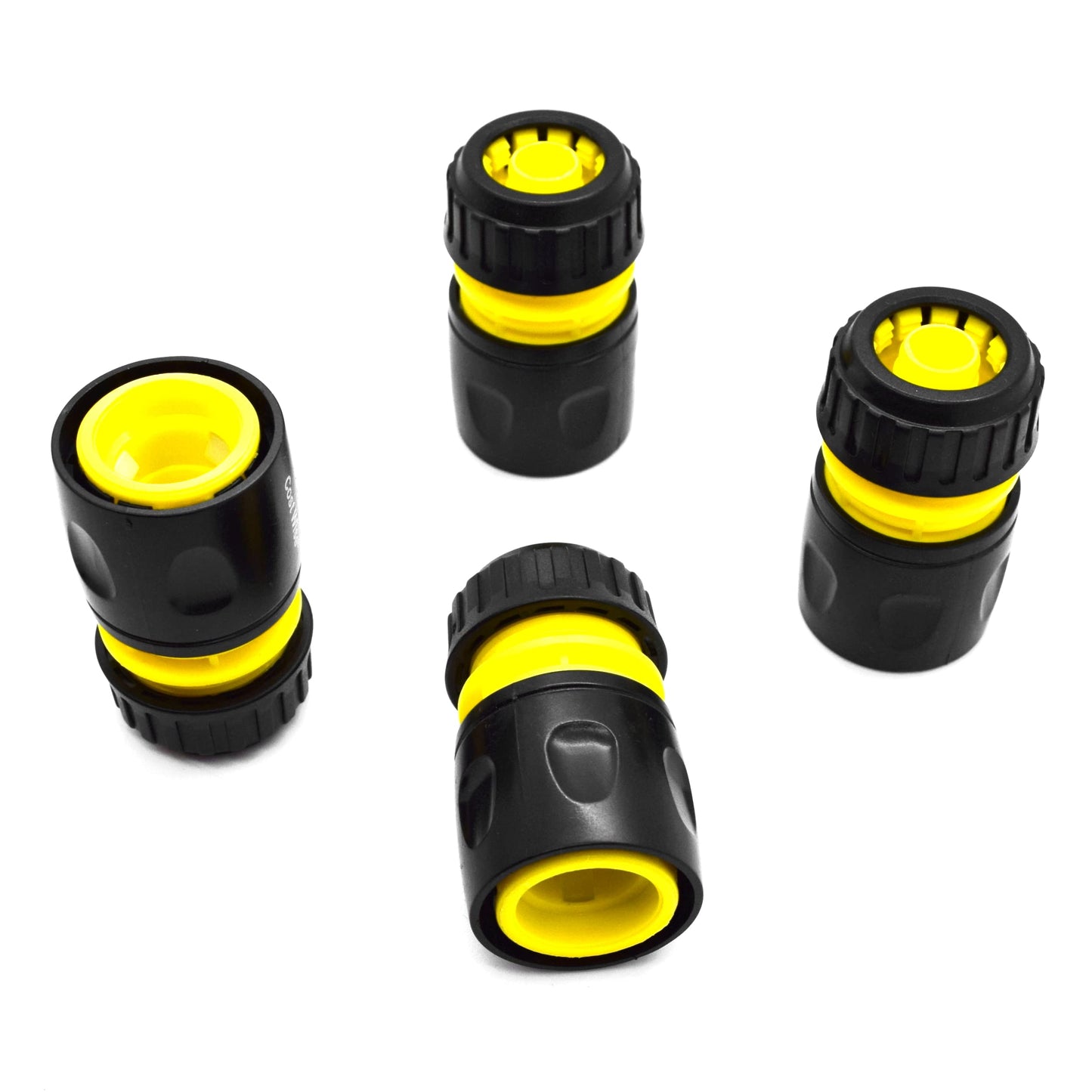 4 pack Hose End Quick Connect Fitting 1/2" Garden Hose Pipe Quick Connector (Yellow / Black)
