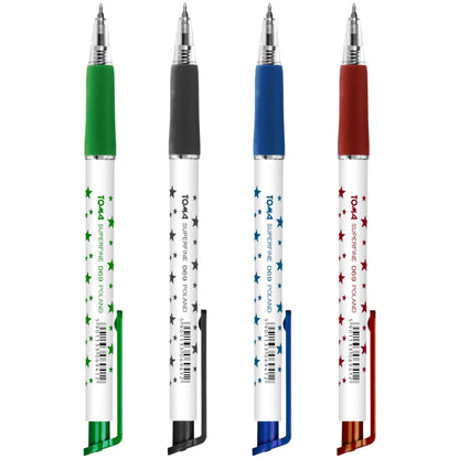 Ballpoint Pens, Retractable Smudge Free Pens, Extra Fine Point 0.5 mm, Ideal for School, Office (Set of 4 Colours, 4 Pens)