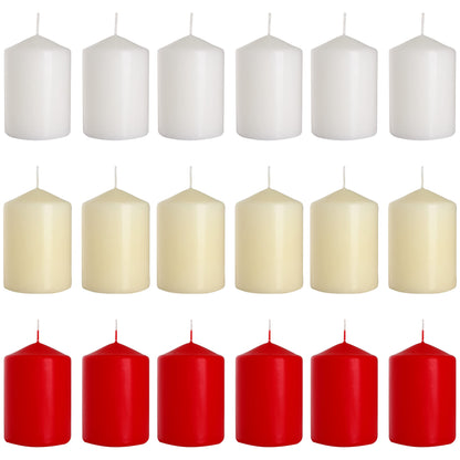Set of 6 Pillar Candles, Votive Candles, Decorative Household Candles - Up to 66 Hours - 15 x 7 cm / 6 x 2.75" (White, Matt)