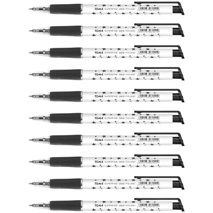 Ballpoint Pens, Retractable Smudge Free Pens, Extra Fine Point 0.5 mm, Ideal for School, Office, Everyday Use (Black, 10 Pens)