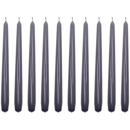 Tapered Dinner Candles, Pack of 10, Unscented, Long Burning Time, 24 cm / 19.45" (Steel Magnolias, Varnished)