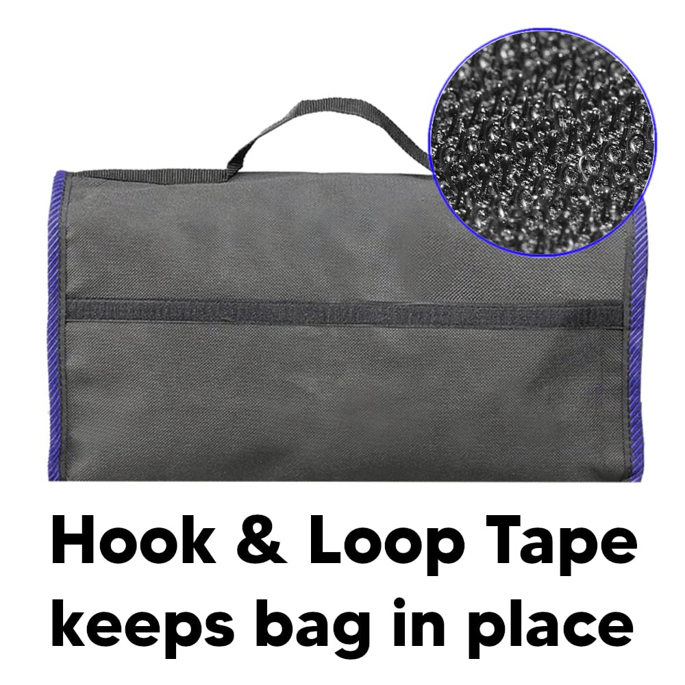 Car Boot Organiser Bag Anti Slip Foldable for Boot Storage Case Tool Bag Boot Tidy Bag, Suitable for All Vehicles, Black & Blue (M)