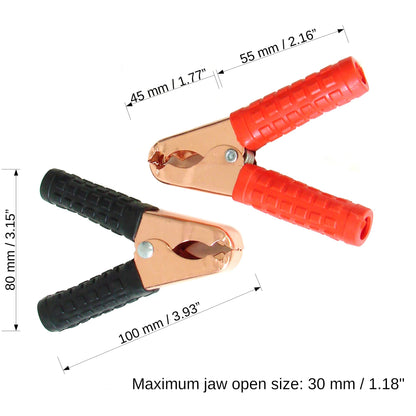100mm / 4" Crocodile Clips, Alligator Clamps, Electrical Cable Terminal Test Metal Croc Clips - Car Battery, Electric Testing, DIY