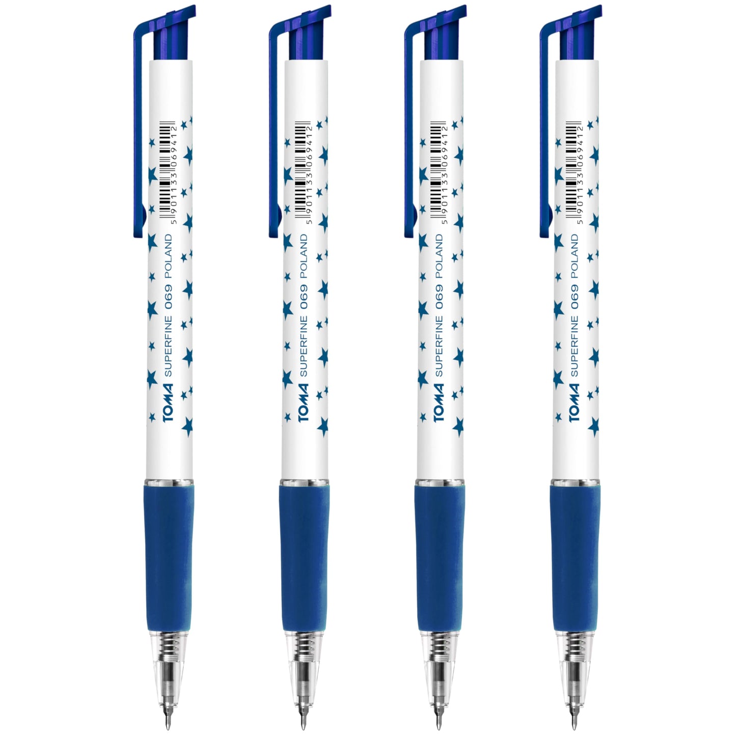 Ballpoint Pens, Retractable Smudge Free Pens, Extra Fine Point 0.5 mm, Ideal for School, Office, Everyday Use (Blue, 4 Pens)