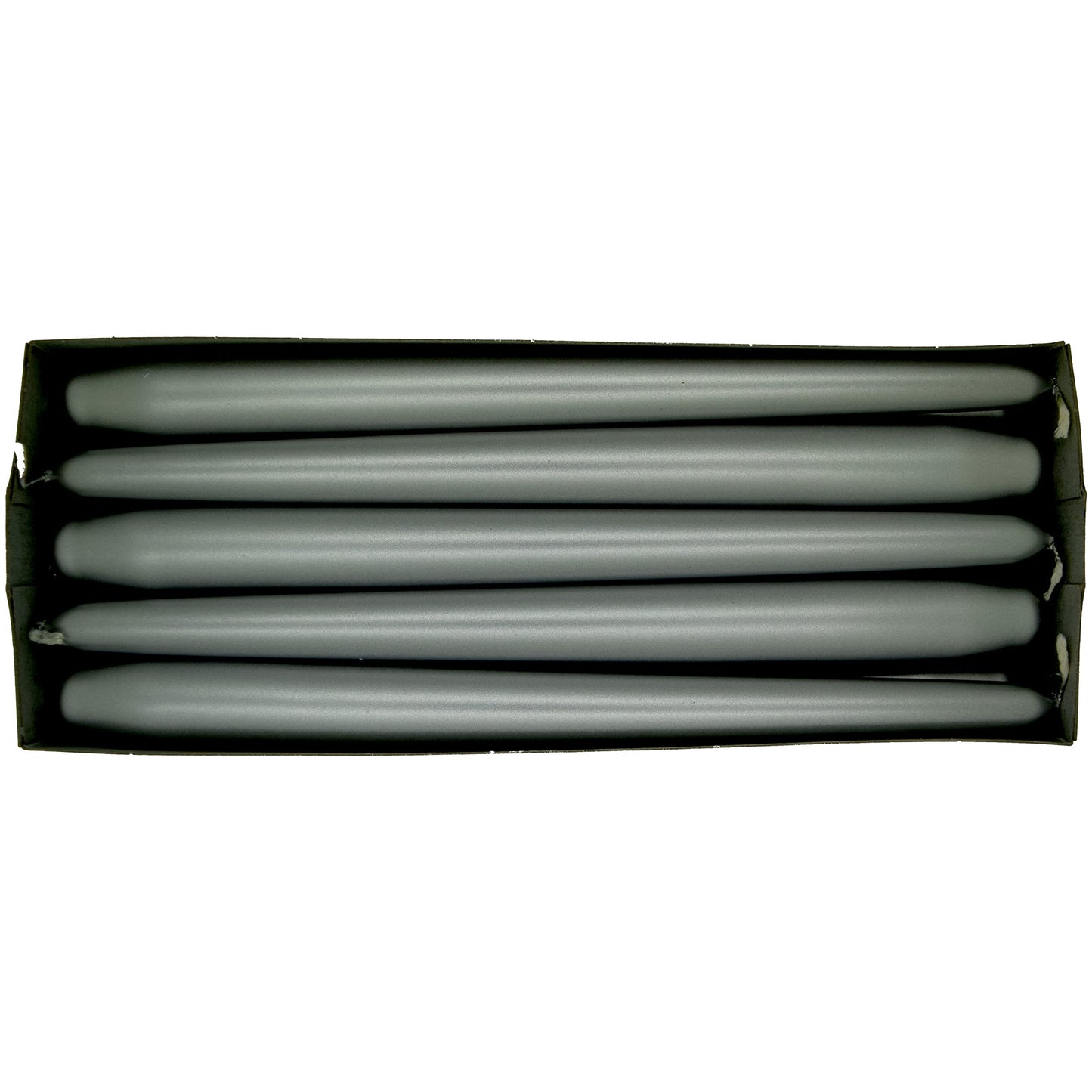 Tapered Dinner Candles, Pack of 10, Unscented, Long Burning Time, 24 cm / 19.45" (Silver, Metallic)
