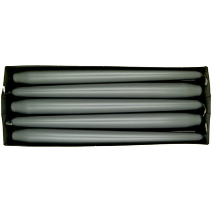 Tapered Dinner Candles, Pack of 10, Unscented, Long Burning Time, 24 cm / 19.45" (Silver, Metallic)