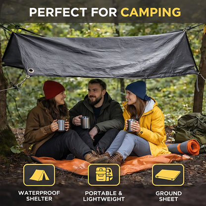 Graphite Grey Heavy Duty Tarpaulin 6 x 8 m 200 GSM Waterproof UV Resistant Poly Tarp, Eyelets, Reinforced Rope Edge, 10m Bungee