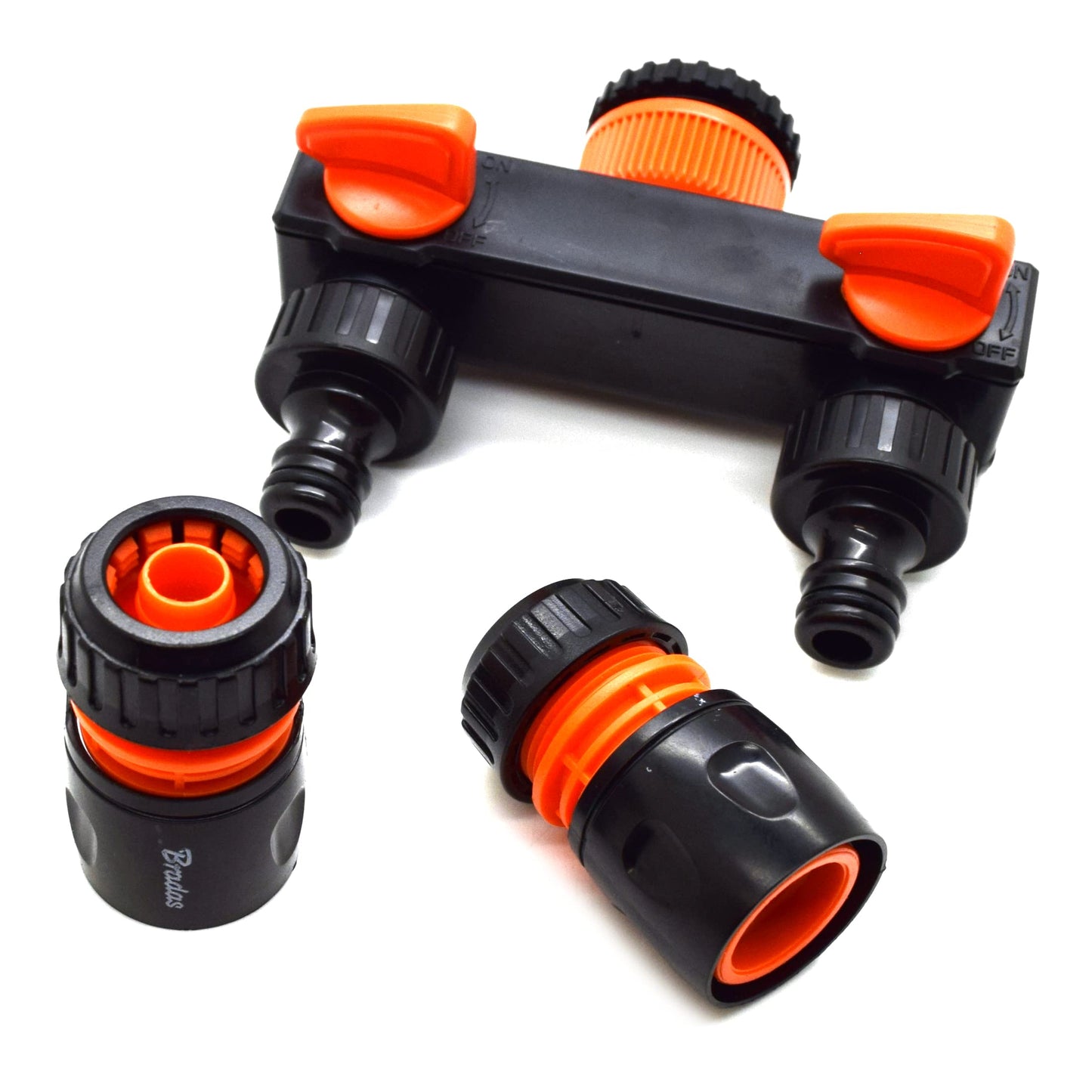 Two Way Tap Splitter for Garden Hose Pipe Irrigation System with Valves and 2 Matching 1/2" Hose Connectors
