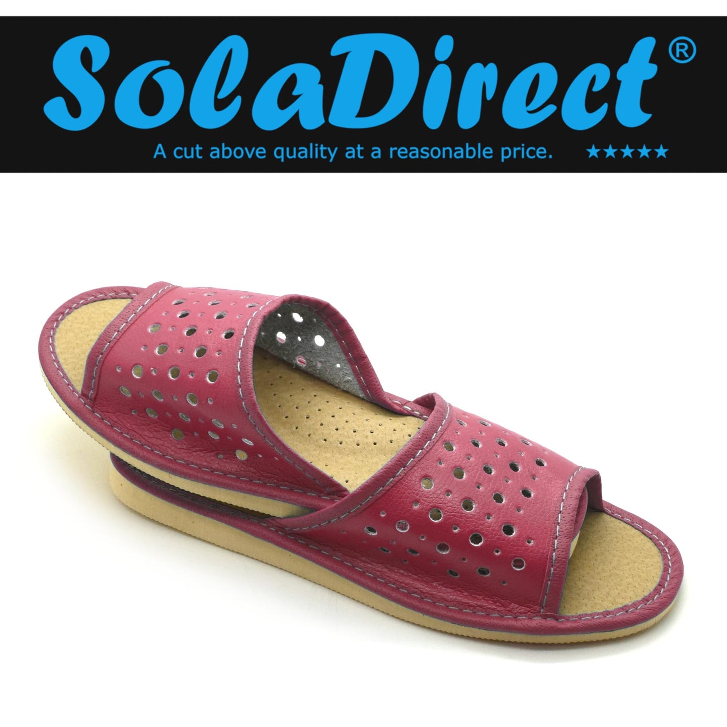 Women's Faux Leather Slippers Shoes, Open Toe Comfortable Slip-On Sandals Mules for Ladies (Pink, Size UK 4)