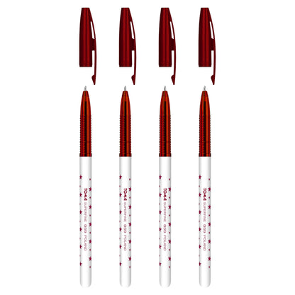 Ballpoint Pens, Smudge Free Ballpoint Pens, Extra Fine Point 0.5 mm, Ideal for School, Office, Everyday Use (Red, 4 Pens)